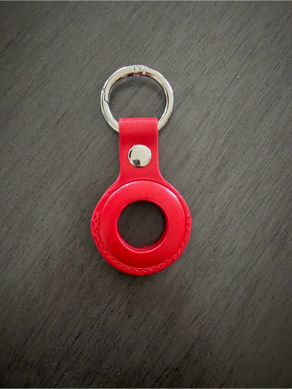 Red Leather AirTag Keyring Holder